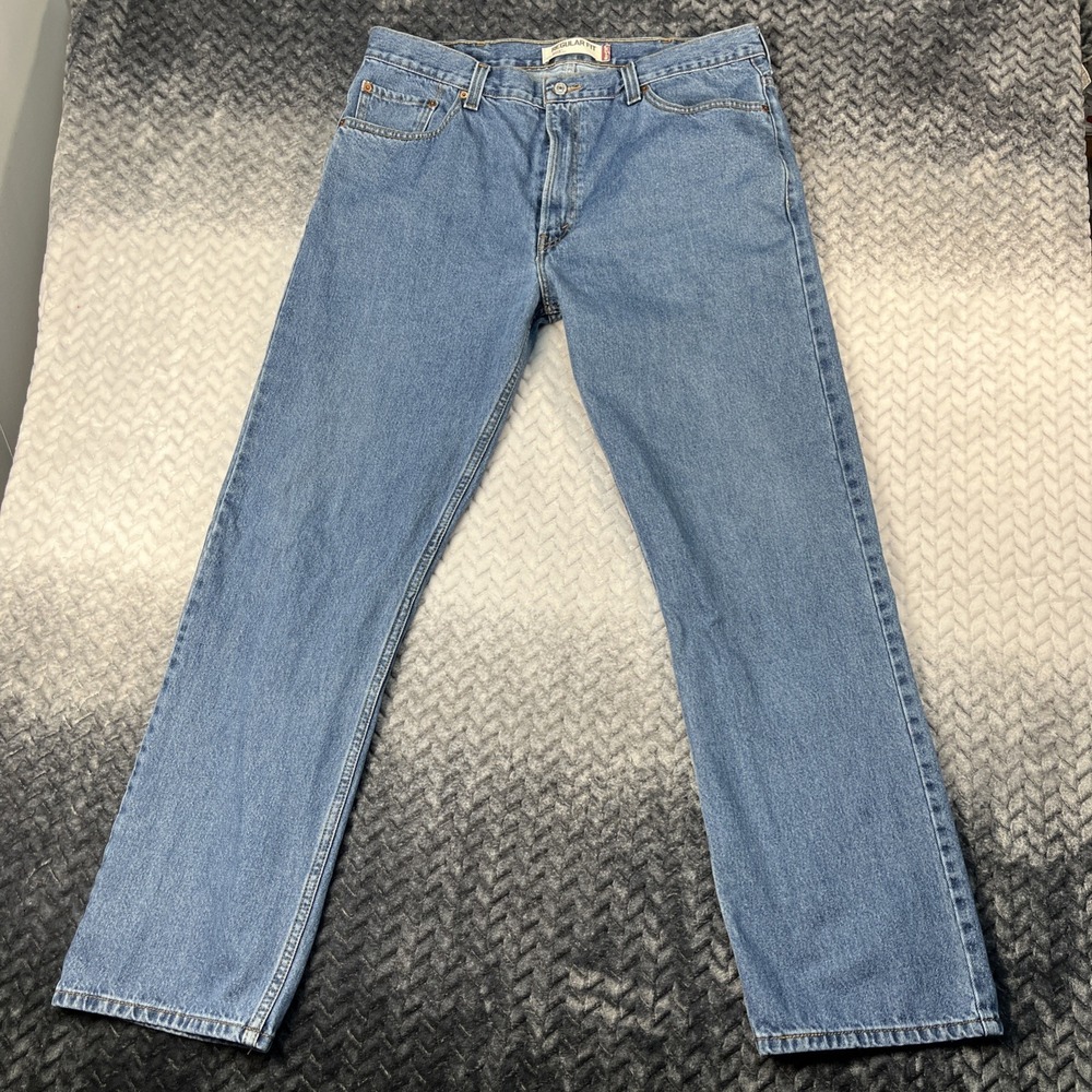 Levi's 505 Mens 40x34 Blue Regular Fit Straight Leg Denim Jeans Medium Wash Y2K - Picture 1 of 11